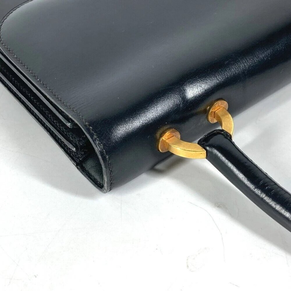 HERMES vintage Ring Do Hand Bag Flap Shoulder Bag Bock Scarf Black/GoldHardware - Picture 11 of 15